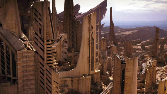 Buildings on the planet Vulcan -- truly one of the film's few inspired designs.